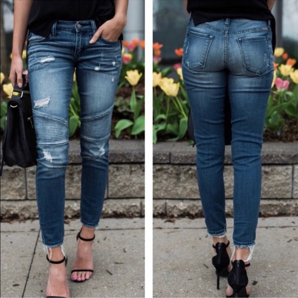 KanCan Size 9/28 Moto Stretch Distressed Skinny Jeans